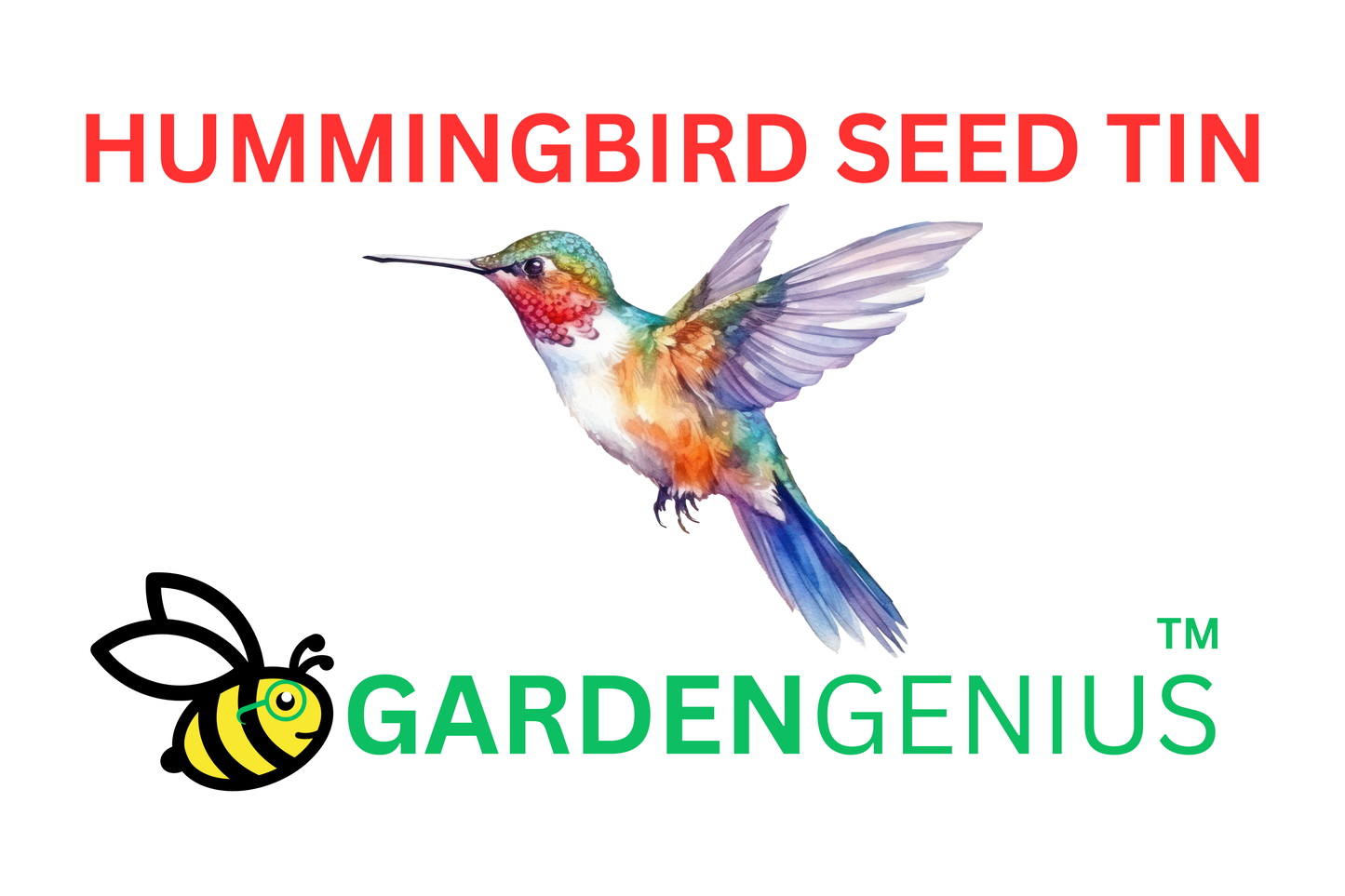 GardenGenius™ Hummingbird & Pollinator Garden Seed Tin – Native Wildflower Mix for Ecoregion 8